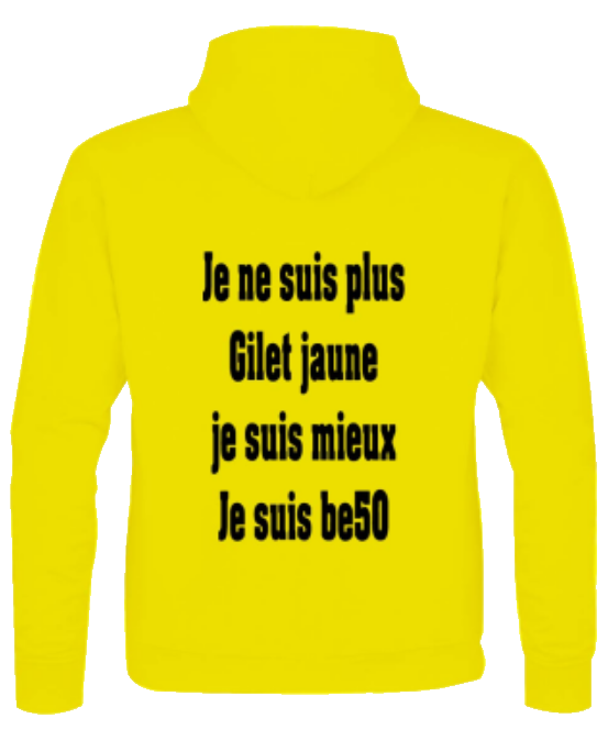 Sweat-shirt zippé unisexe à capuche jaune - Gilet jaune (impression verso)