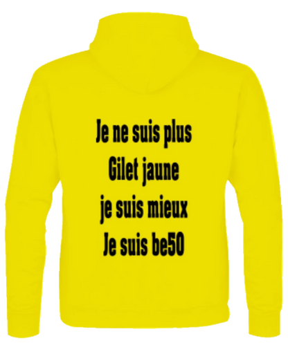 Sweat-shirt zippé unisexe à capuche jaune - Gilet jaune (impression verso)