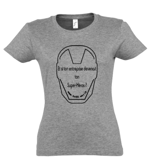 Tee-shirt gris femme- série masque et slogan