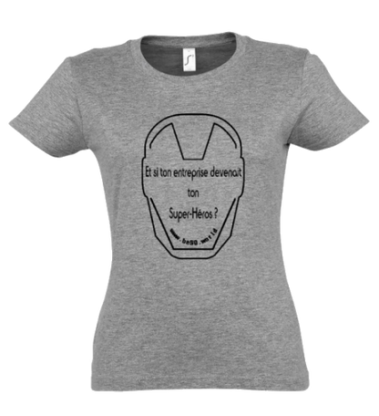 Tee-shirt gris femme- série masque et slogan