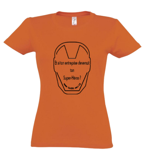 Tee-shirt orange femme - série masque et slogan