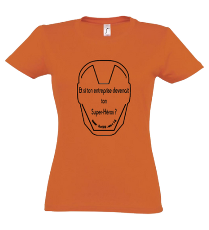 Tee-shirt orange femme - série masque et slogan