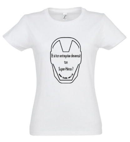 Tee-shirt blanc femme- série masque et slogan