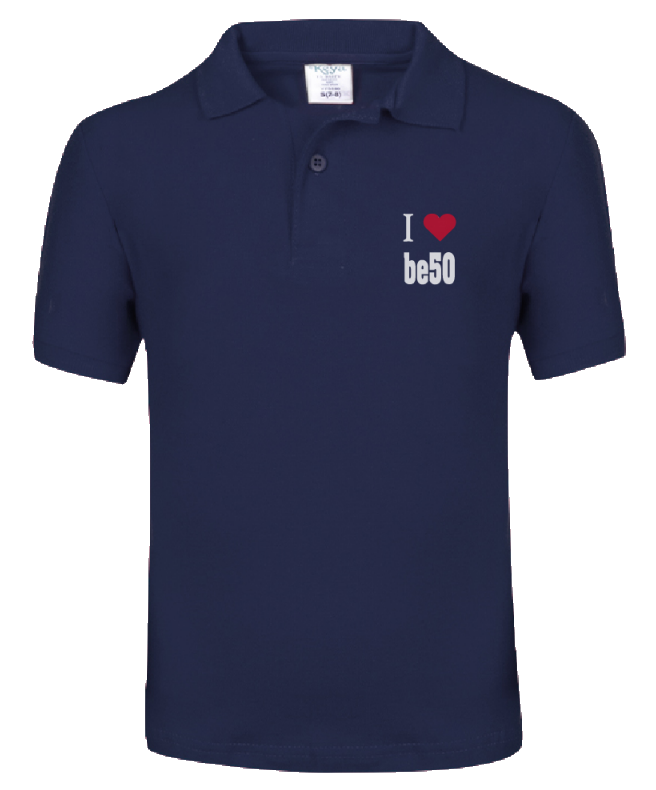 Polo pour enfant bleu marine - Série I love be50 (impression recto)