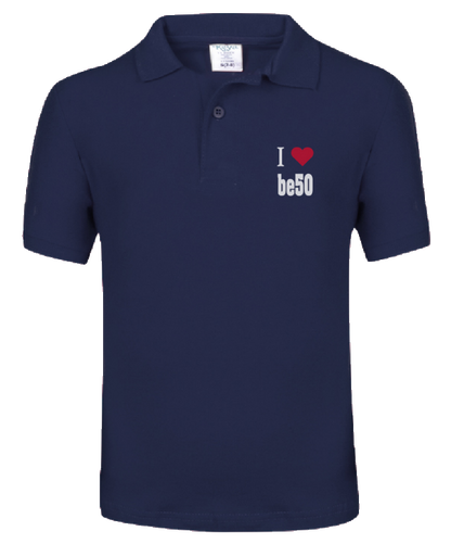 Polo pour enfant bleu marine - Série I love be50 (impression recto)