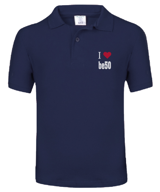 Polo pour enfant bleu marine - Série I love be50 (impression recto)