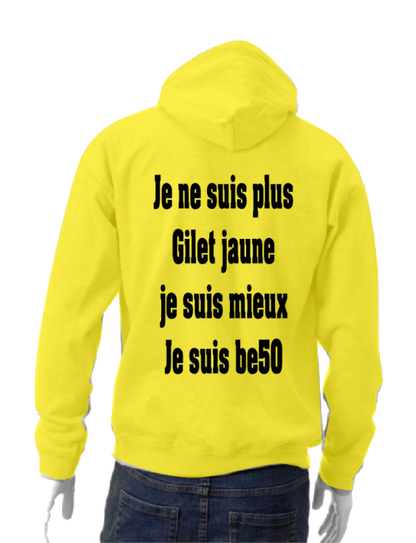 Sweat-shirt unisexe à capuche jaune - Gilet jaune (impression verso)